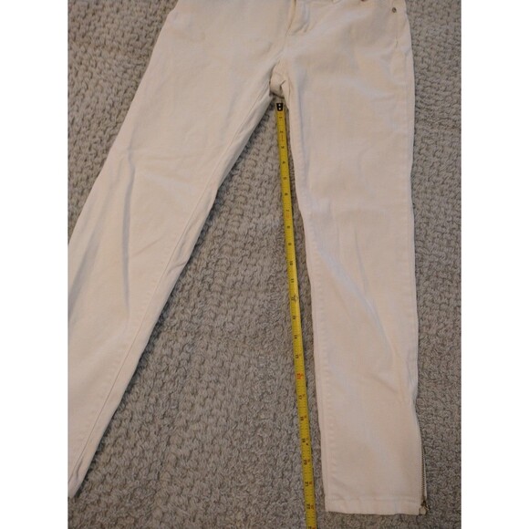 White House Black market white denim side zip crop jeans Sz2 Boho - Picture 5 of 6